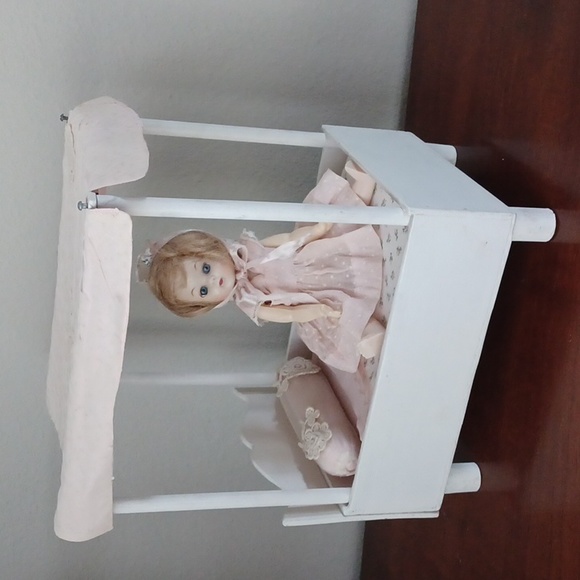 Vintage Handcrafted Doll Bed with Doll - 1940's - Picture 11 of 15